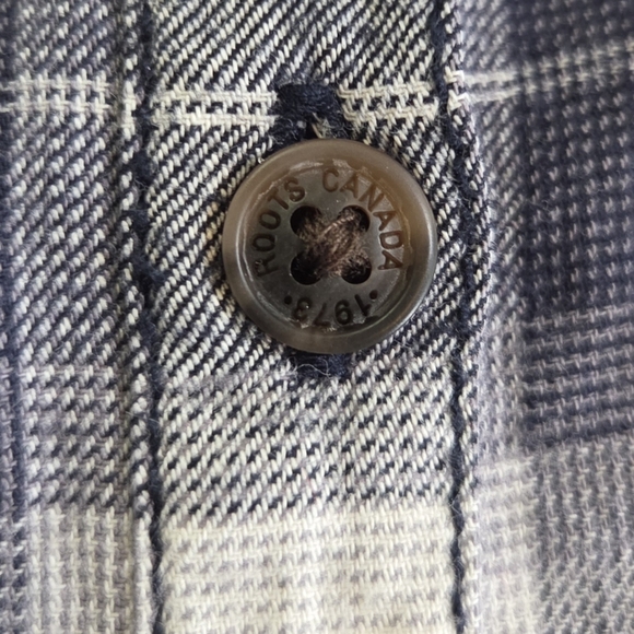 Roots Women's Long Sleeve Plaid Shirt  Dress - Navy Blue and White  Size L - Picture 5 of 7